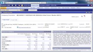 Using ThomsonONE: Analyst Report Searching