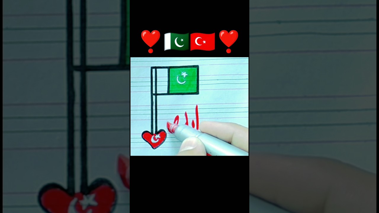 pakistan and Turkey 🇹🇷 flags drawing 