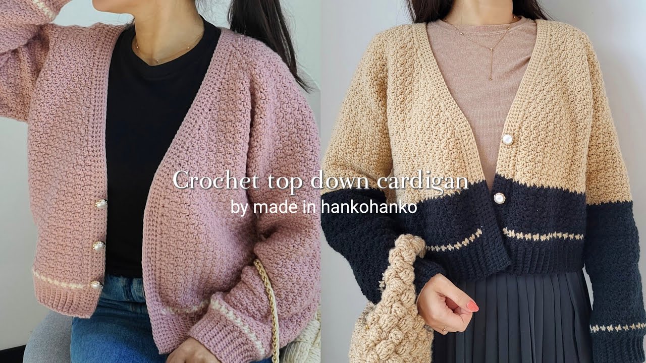 [코바늘가디건] 1부/ 핏이 정말 예쁜 가디건😘 코바늘 탑다운 가디건💋 대바늘 부럽지 않아요~😁