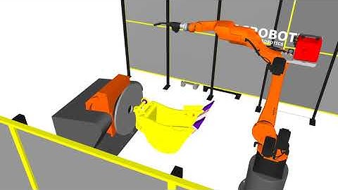 Robotic welding simulation of an excavator bucket - Macrobotics