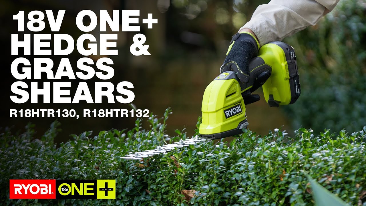 angst trappe Sui RYOBI 18V ONE+ Hedge & Grass Shears (R18HTR130, R18HTR132) in action -  YouTube