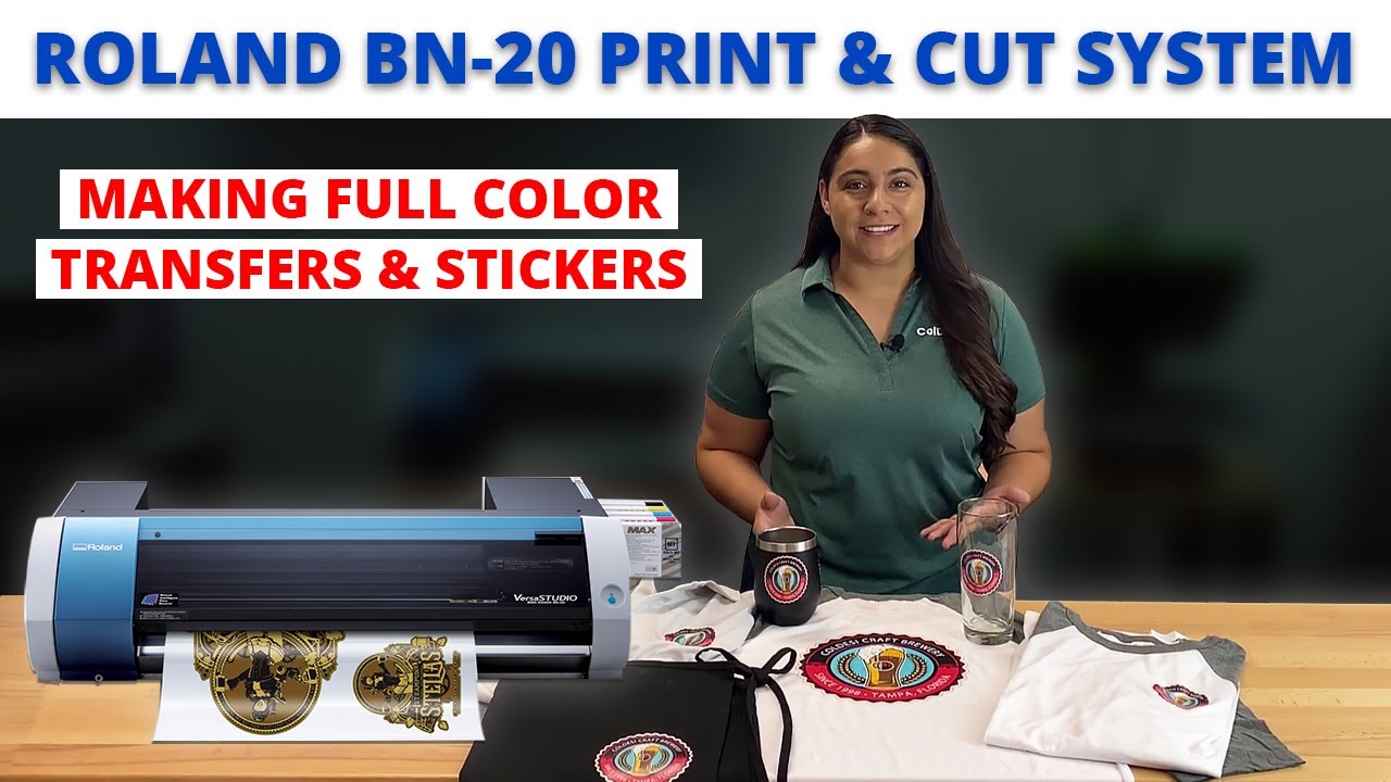 Making Custom Stickers & Aprons  Roland BN20a Print & Cut Machine 