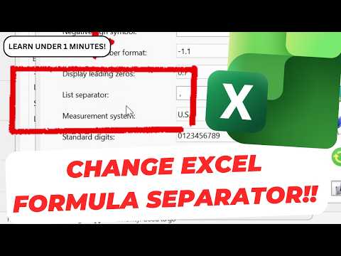 How To Change Formula Separator in Excel From Semicolon ; to Comma , and Vice Versa