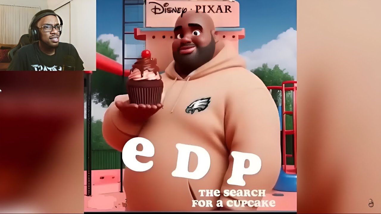 AI Art Generator: Make a Disney Pixar poster of EDP445 getting a cupcake