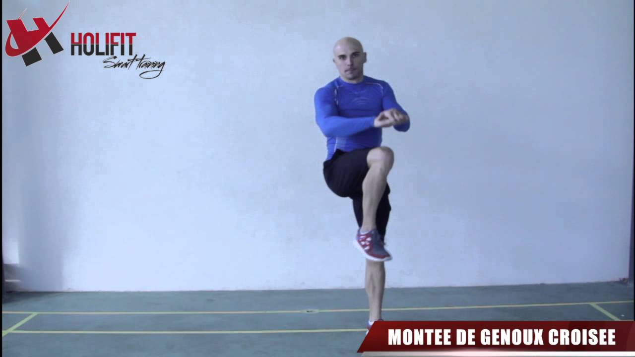 Exercice Fitness Montee Genoux Croisee Youtube