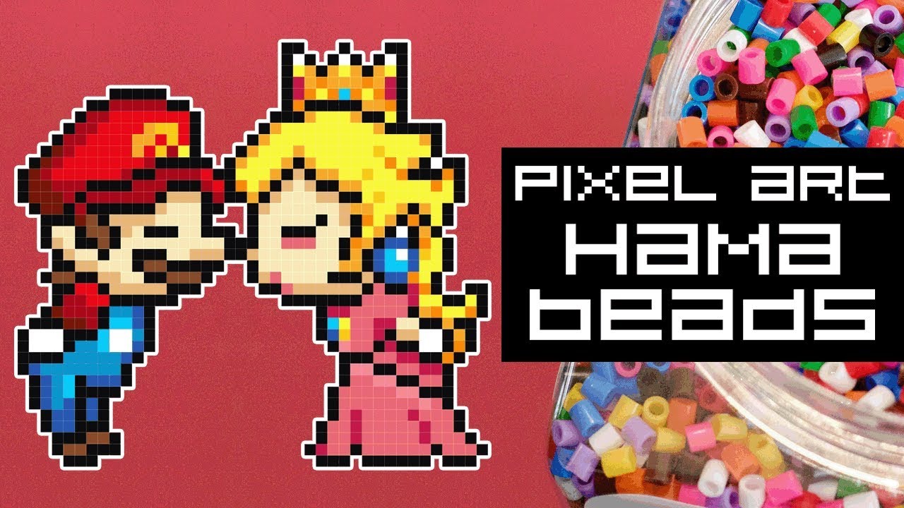 Hamma Beads Pixel Art SPEEDPAINT Mario Bros Princess Peach Love