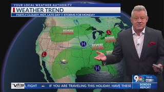 Afternoon Storms Monday Hot & Slight Chance Of Showers July 4 -- Your 9-Day Forecast