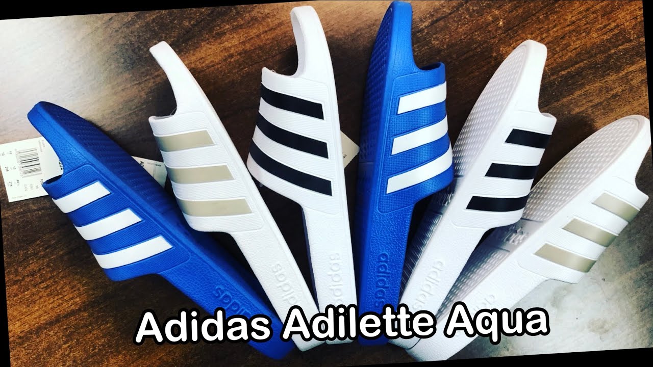 Adidas Adilette Aqua (3 Colorways) | On Feet and Unboxing/Unpacking -  YouTube
