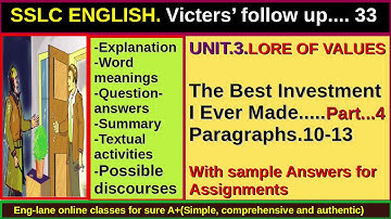 First Bell 2.0 SSLC English F. U. Class. 33 The Best Investment I Ever Made. Part. 4