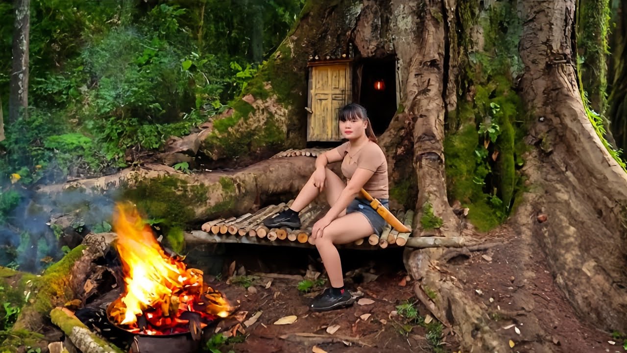 30 Days of Bushcraft: Building a Shelter in a Tree Hole, Dig ...