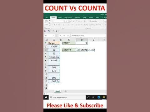 COUNT Vs COUNTA Formula in excel || Excel Tips and Tricks #excel # ...