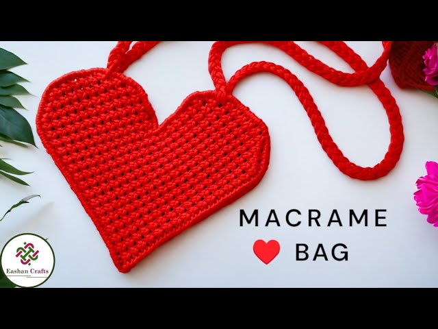 No.33マクラメෆハートෆバッグhangingෆෆ Macrame Heart Shape Bag Tutorial ❤️ - YouTube