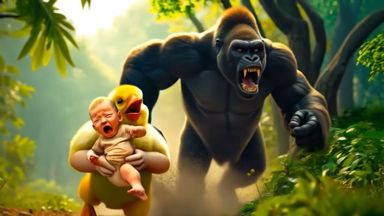 Tiny Chick vs Angry Gorilla – Baby Rescue Mission! 🐥🦍😱