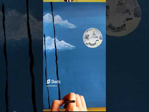 Moonlight acrylic painting| Easy moon painting ideas for beginners#shorts #youtubeshorts #art