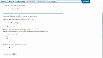 Order of operations with whole numbers and grouping symbols