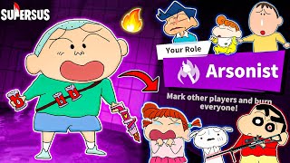 Masao became arsonist in super sus and burned spaceship 😱🔥 | Shinchan playing among us 3d 😂🔥 | funny