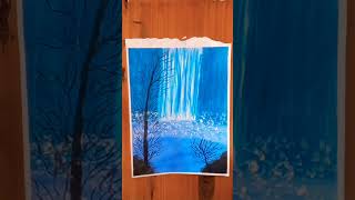 how to draw oil pastel sunset waterfall scenery