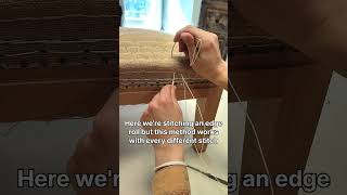 How to create a thread junction while stitching in traditional upholstery #upholstery #tutorial