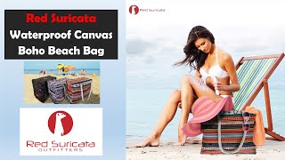 Red Suricata Canvas Boho Waterproof Beach Bag
