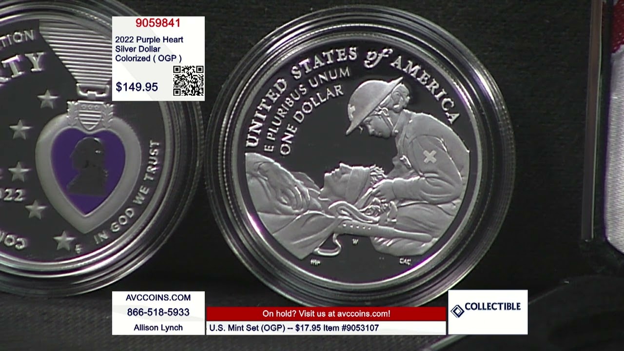 2022 Purple Heart Silver Dollar - Colorized ( OGP ) - YouTube