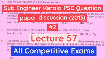 Sub engineer 2013 kerala psc examination question paper discussion Electrical Question paper part 2