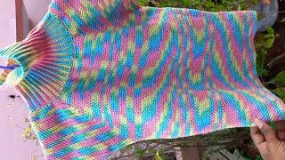 Turtleneck Raglan crochet top #multicolor #crochet #Raglantop #cottonyarn