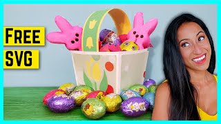 How to Make a Mini Treat Easter Basket Free SVG🐰 Cricut Spring Paper Basket Tutorial