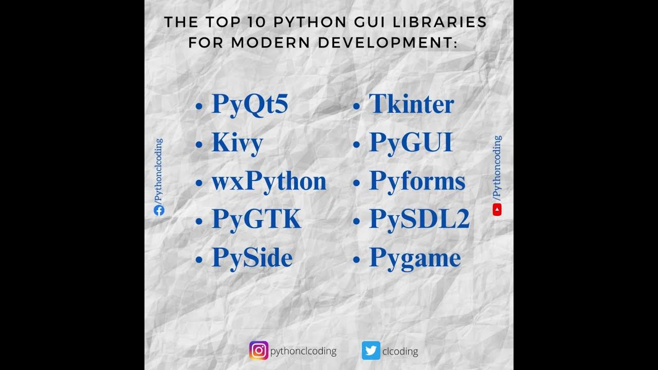 The top 10 Python GUI libraries for modern development: - YouTube