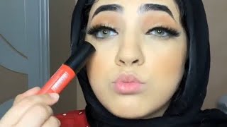  ميكاب سواريه شيك ب روج احمر و جليتر دهبى |classic soiree look with red lips