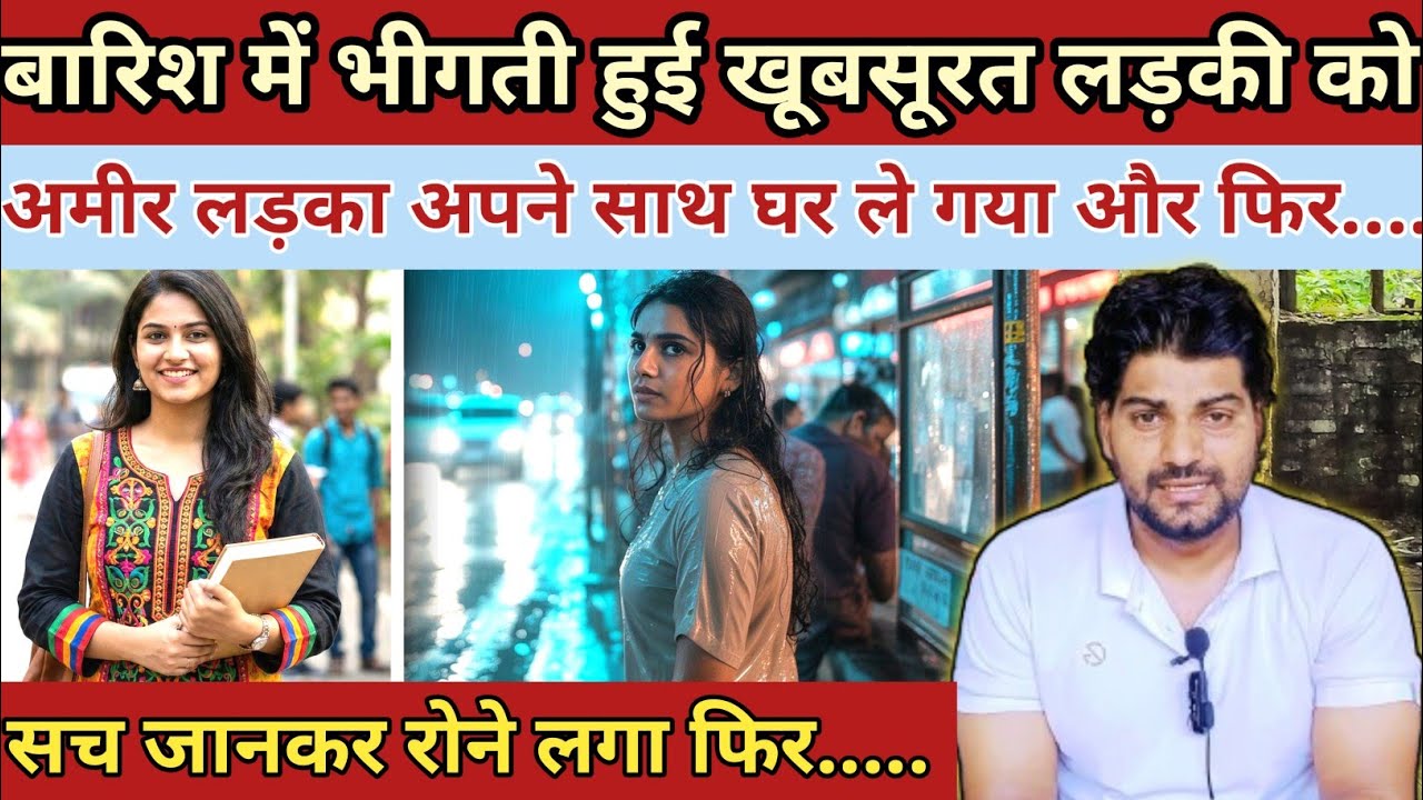 बारिश में भीगती हुई खूबसूरत लड़की को अमीर लड़का अपने घर ले गया और फिर हुआ|| Emotional Love Story 