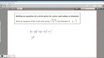 Writing an equation of a circle given its center and radius or diameter