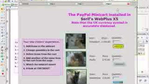 WebPlus X5 PayPal Minicart - UK currency and cart in action demo