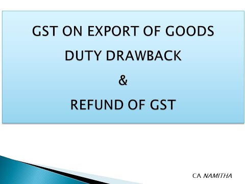 GST ON EXPORT OF GOODS DUTY DRAWBACK & REFUND OF GST