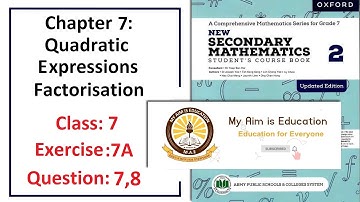 Exercise 7A Questions 7, and 8– Complete solution (Algebra) – APS Math Class 7.