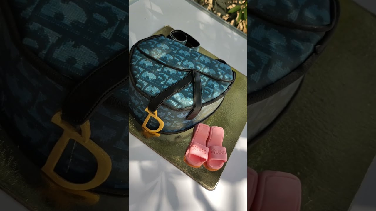 Dior bag cake n Gucci sandal for a brand freak girl
