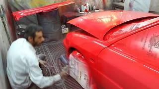 مراحل طلاء السيارة من داخل الكابينة ( الفرن ) paint car