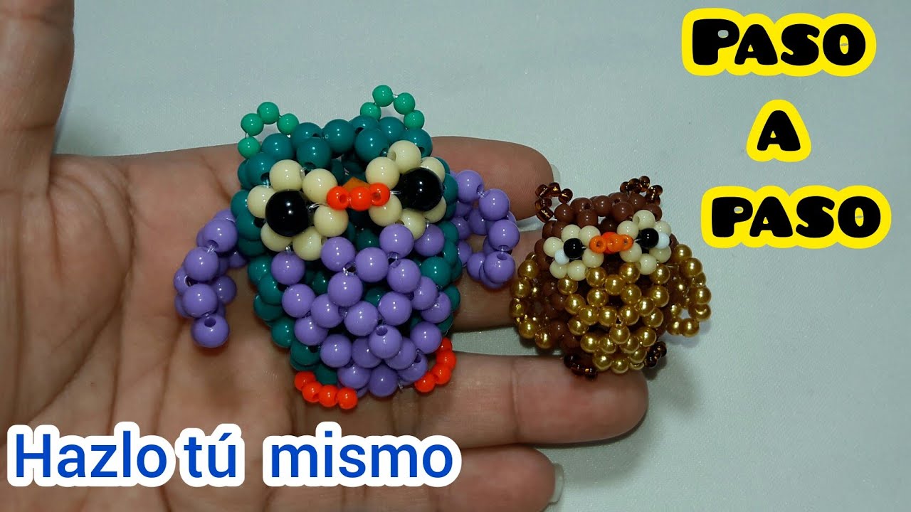 Como hacer un búho con cuentas o perlas.