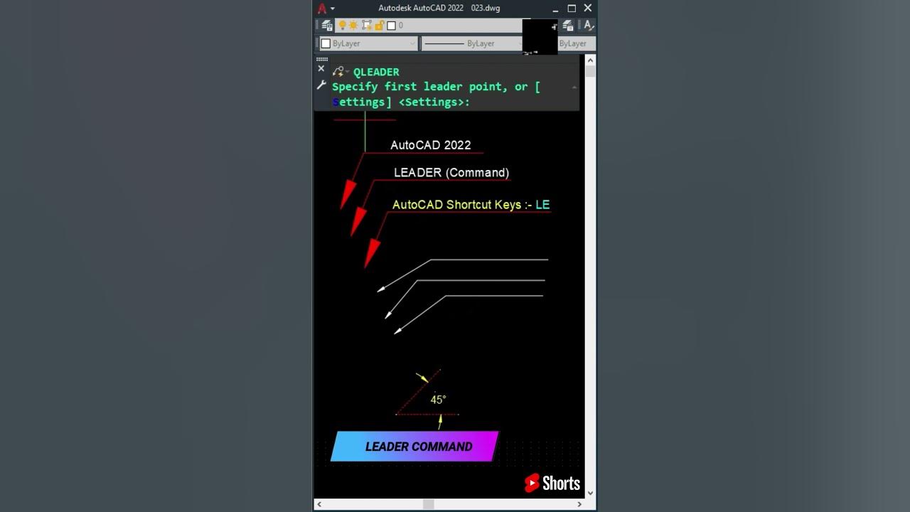 QLEADER command In autocad टिप्स ऐंड ट्रिक्सautocad shorts short viralshorts viralvideo 