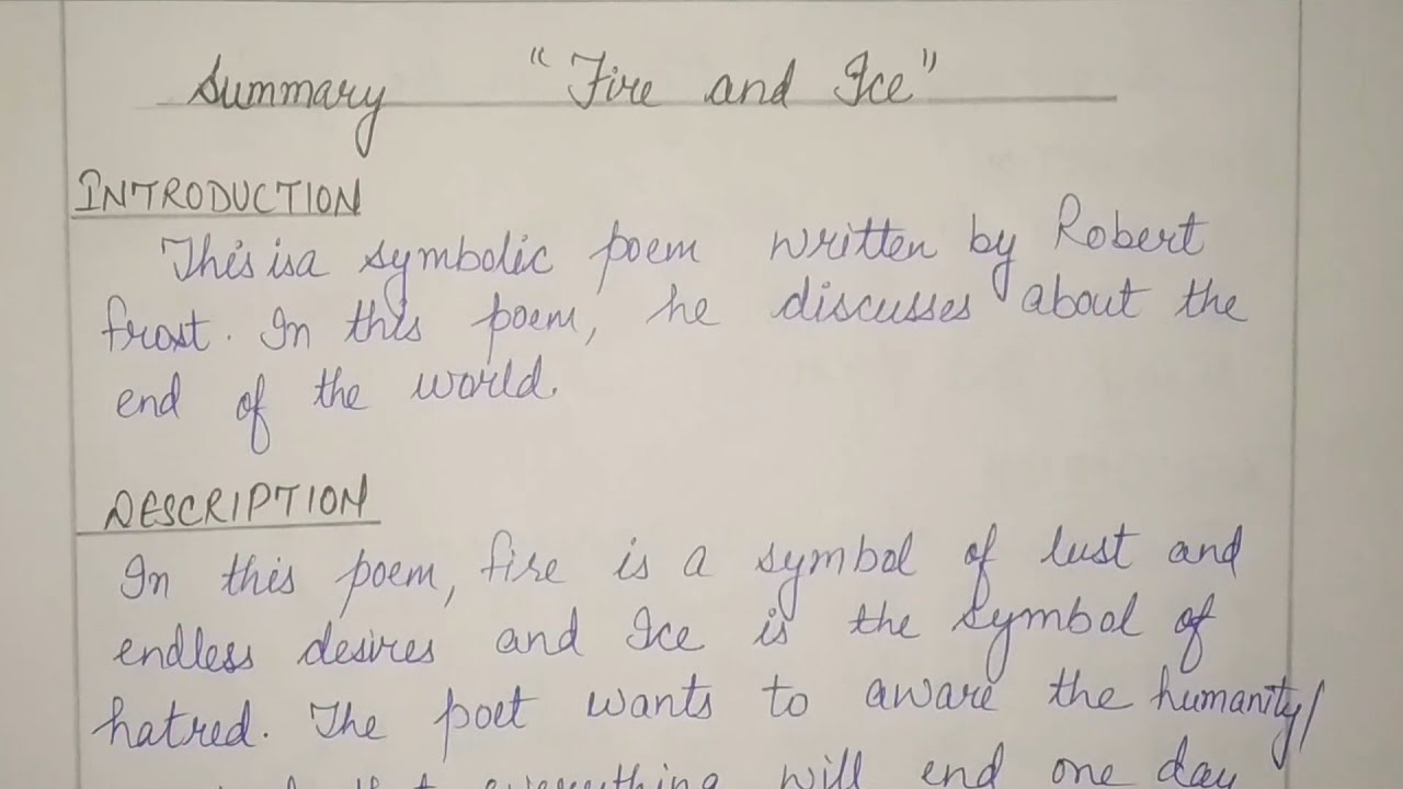 Summary Of Fire And Ice Class 10 English Poem Fire And Ice Summary In Hindi  Fire And Ice Summary - Youtube