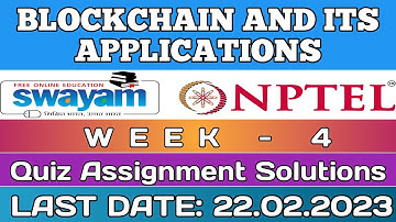 Blockchain and its Applications || NPTEL Week 4 assignment answers || #nptel #skumaredu
