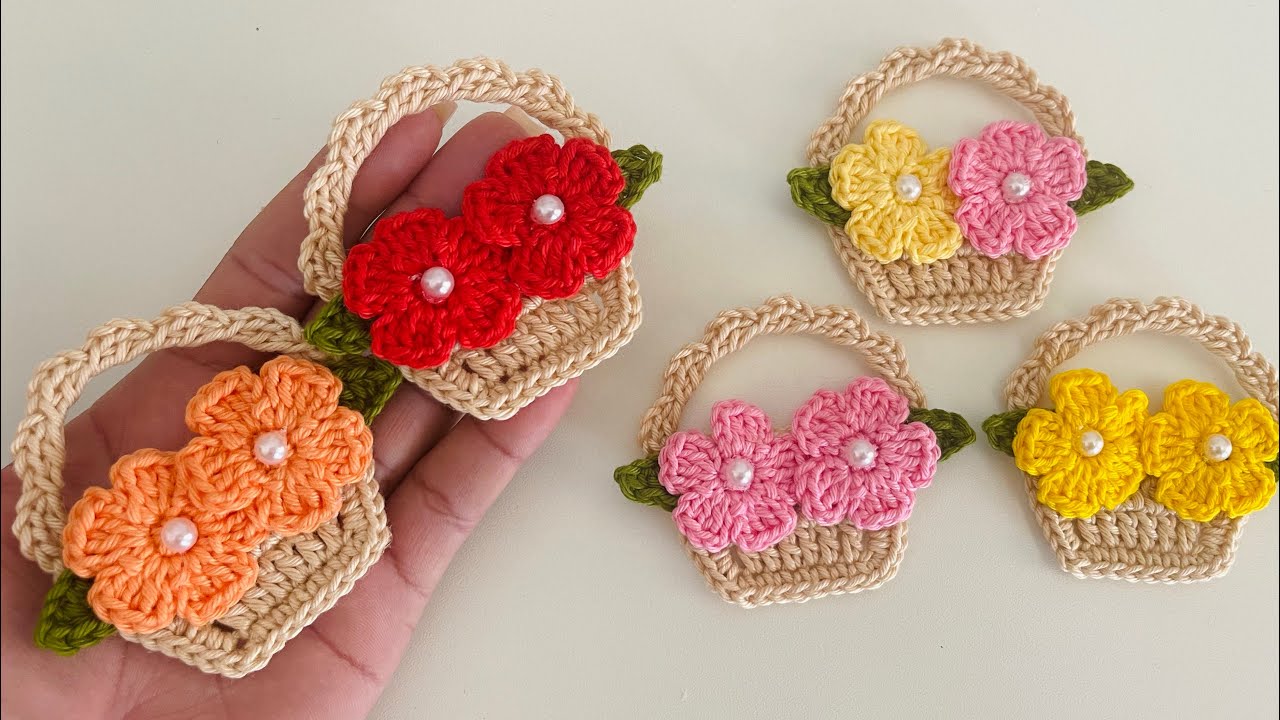 Imã de geladeira em crochê cestinha passo a passo completo 