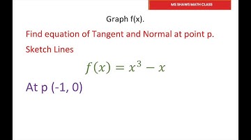 Find Equation Of Tangent And Normal at (-1, 0) . Sketch Lines with f(x) =x^3 -x