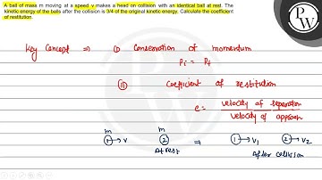 A ball of mass \( m \) moving at a speed \( v \) makes a head on co...
