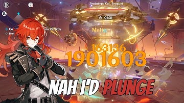 Just my Diluc casually plunging for 1.9M DMG in Luna 3 Stygian Onslaught Dire Difficulty