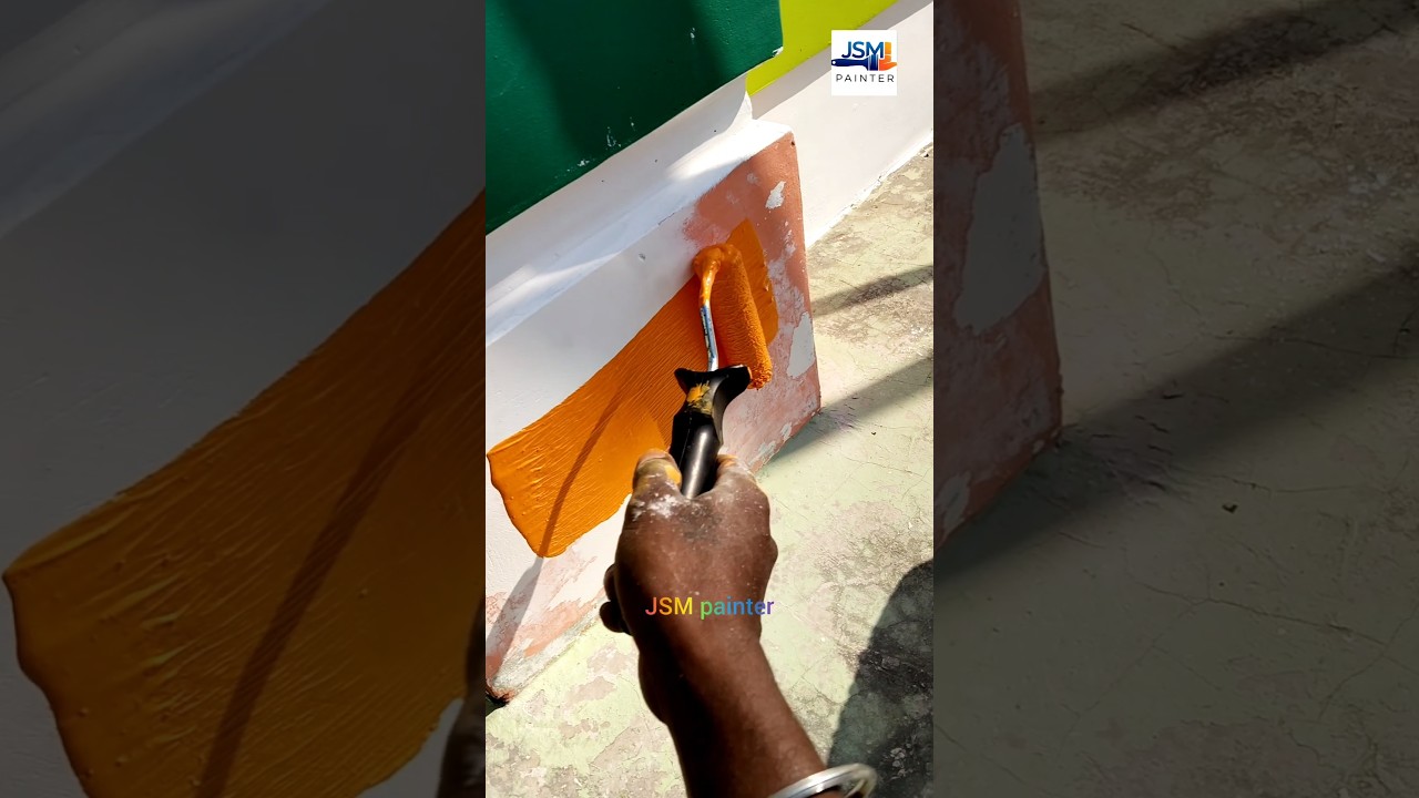 Outside wall painting Oranges 🍊 colour Paint apply 1st cote for wall 