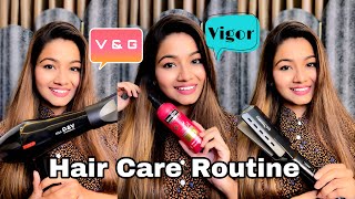 Daily Hair Care Routine - Blow drying and Hair straightening with Vigor Straightener Review