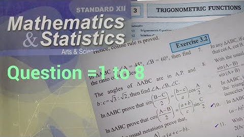 Exercise 3.2,Trigonometric Funtions, Question 1 to 8, 12th maths1 ,HSC, state board