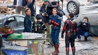 Robert Downey Jr., Chris Evans, Mark Ruffalo & Paul Rudd on set of Avengers 4