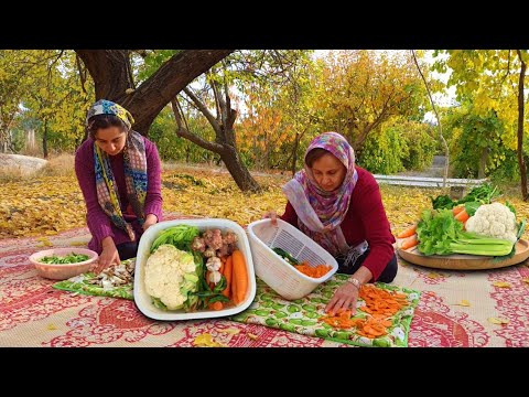 Preparing for the winter,Village girls preparing pickles.Karışık Turşu.