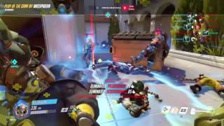 Reinhardt sextuple team kill (OVERWATCH)